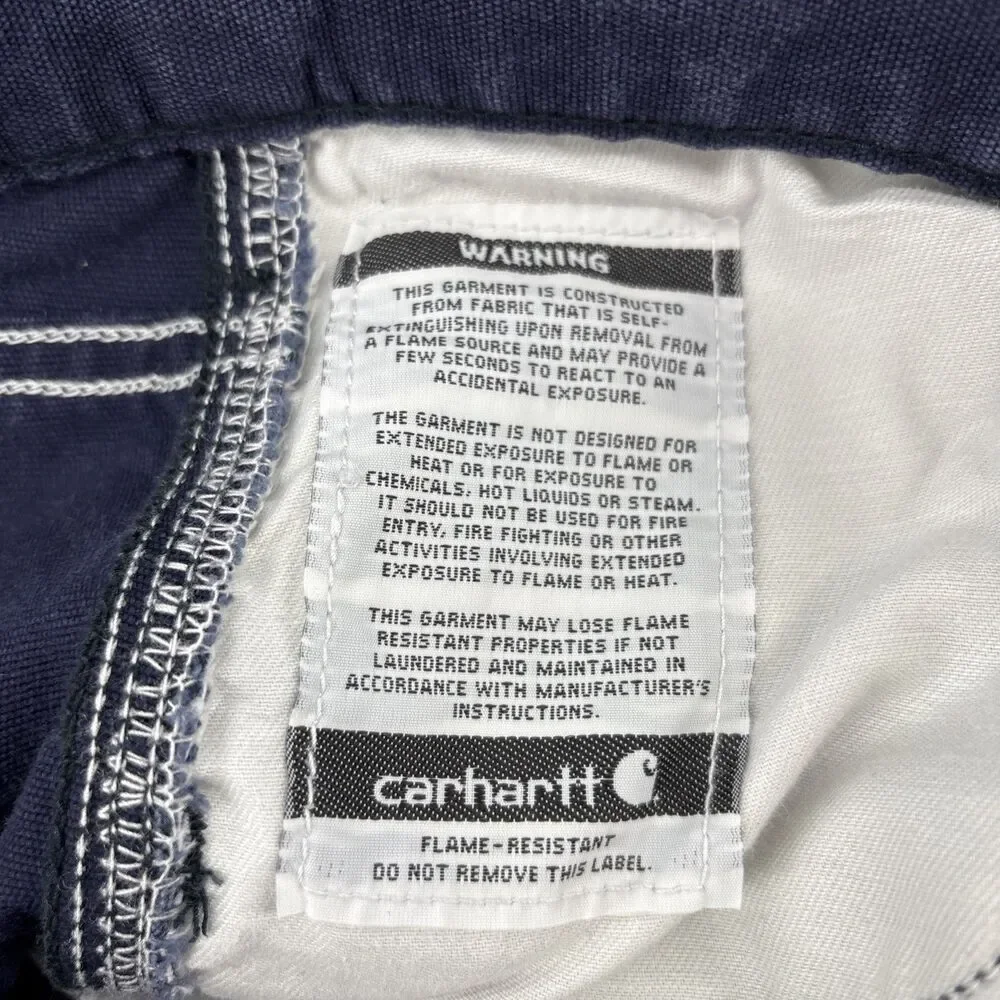 Carhartt Men's 35x32 Pants  Blue Canvas Original Fit  Fire resistant CAT2